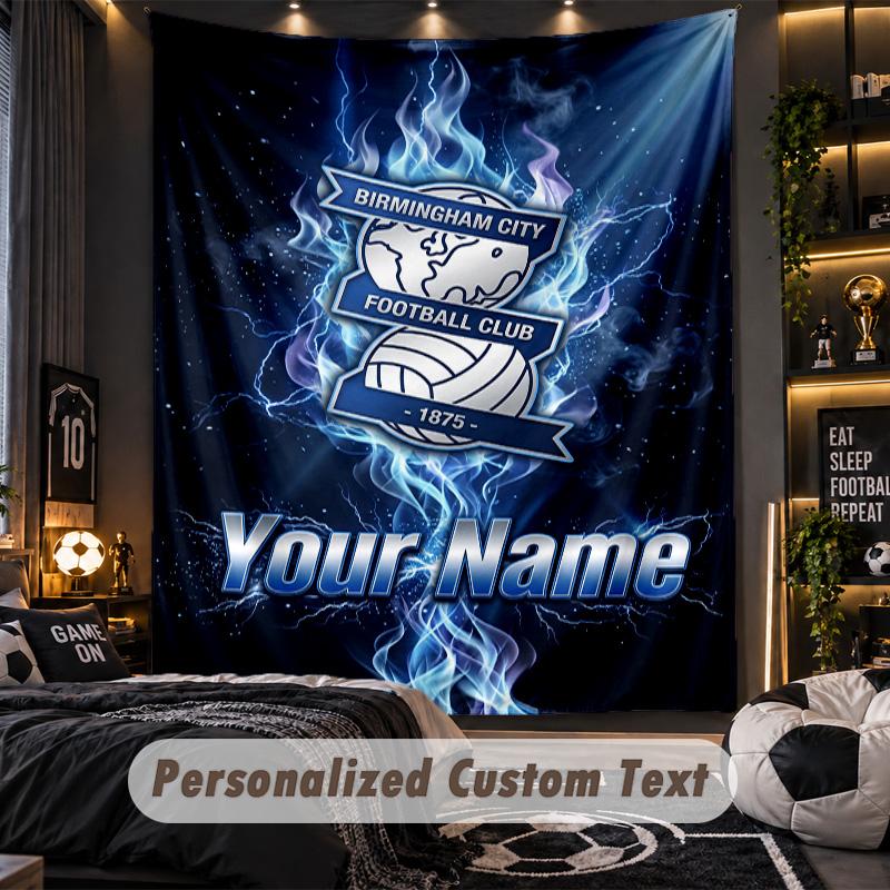 TapestryBIRMINGHAM CITY Football Custom Name Text Personalized Wall Hanging Tapestry Home Wall Decor