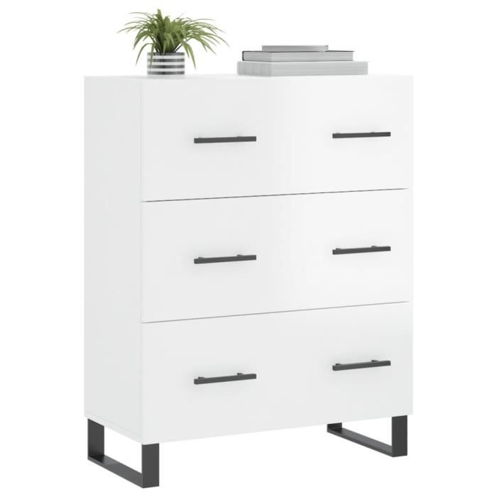VidaXL Buffet High-Gloss White 69.5x34x90 Cm Engineered Wood 827878