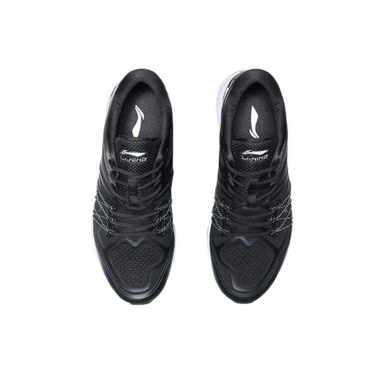 Li Ning Cushioning Slip Resistant Abrasion Resistant Low Top Running Shoes Men's Black White ARHP233-1
