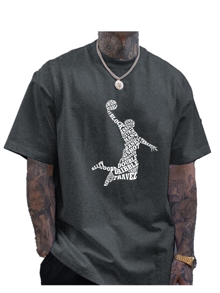 Summer Casual Short Sleeve Tee Shirt For Men Play Basketball  Letter Print Breathable Comfortable Tees Tops