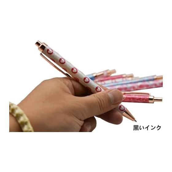Maydahui Stylish Color Heart Click Ballpoint Pens Set of 8, 1.0mm Black Ink Cute Love Wing Pens for Writing, Women, Kids, Students, Christmas,