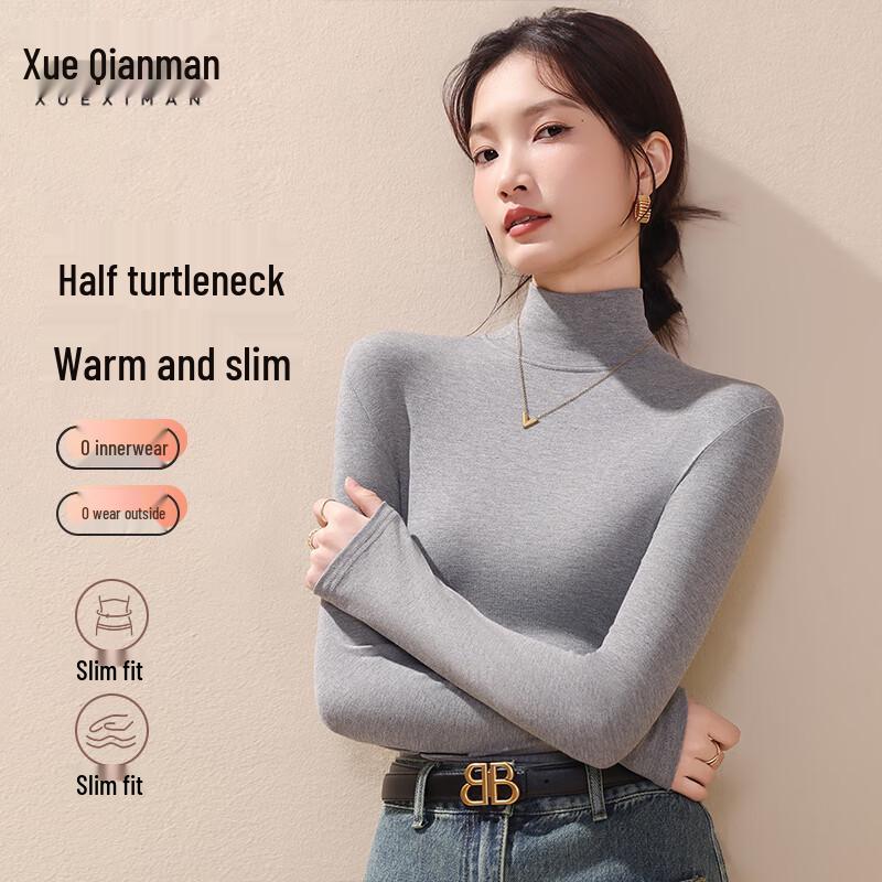 

Xue Qiman Женский ультратонкий бесшовный топ базового слоя с длинным рукавом One Size