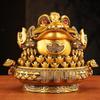 Golden Cicada Treasure Pot Toad Ornament - Three-Legged Resin Craft for Living Room or Storefront Opening Gift.