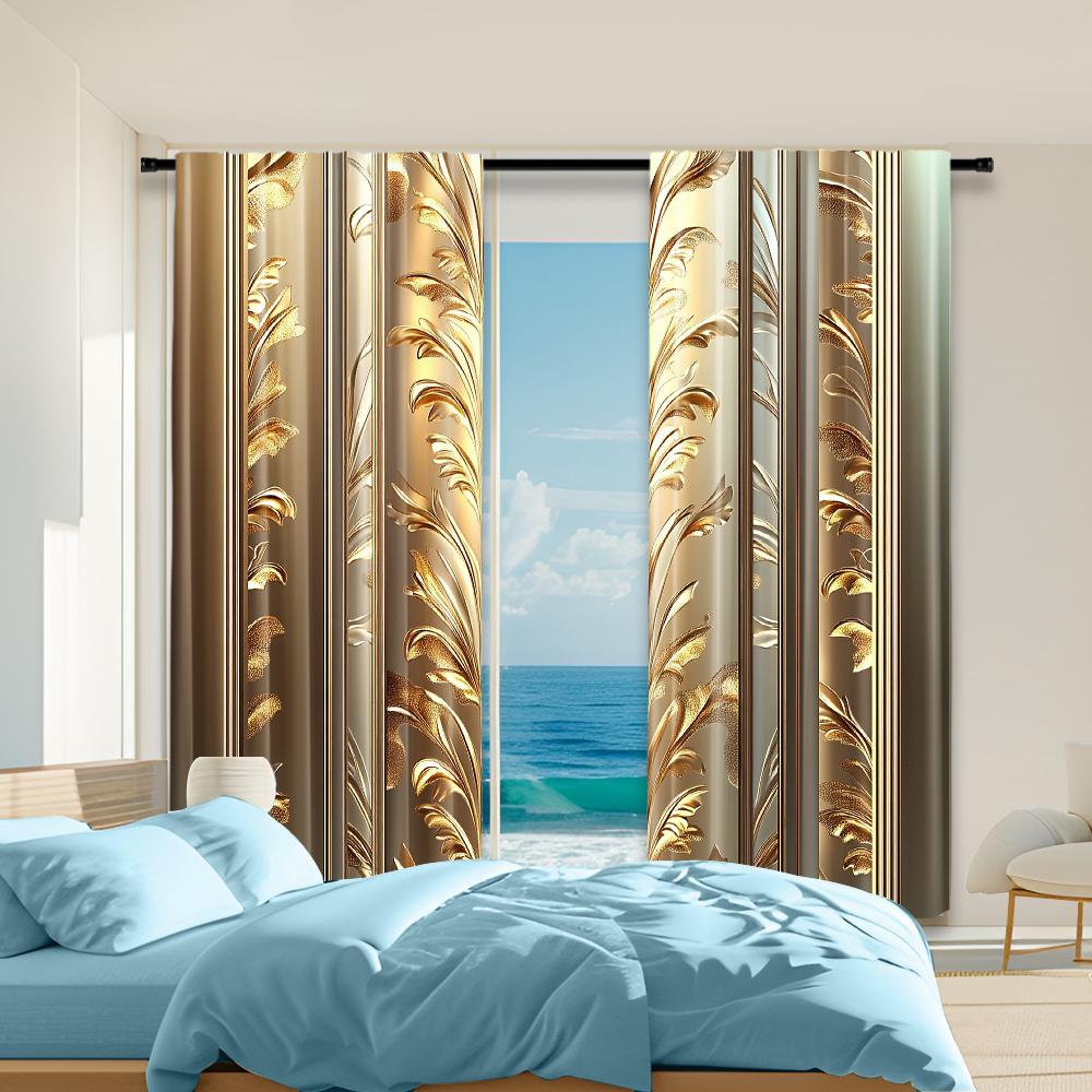 

2Pcs European Floral Window Curtains Vintage Drapes For Bedroom Office Kitchen Living Room Study Home Decor Rod Pocket Window 100*130 HOOK 1pcs