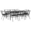VidaXL Garden Dining Set Cushions 9pcs Black Poly Rattan Glass 3334505