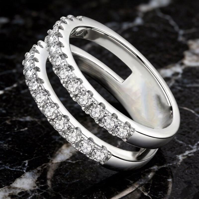 Huitan Versatile Women Ring Hollow Out Simple Design Inlaid Brilliant Cubic Zirconia Trendy Party Daily Lady Accessories Jewelry