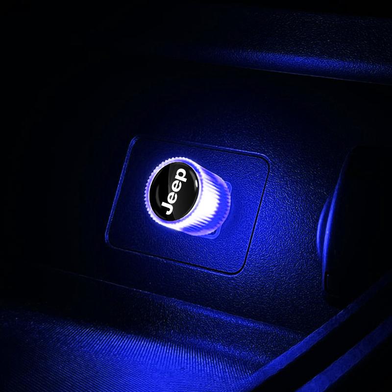 1 Stück USB Auto LED Licht Auto Innenraum Atmosphärenlicht Auto Emblem Styling Für Jeep Renegade Wrangler JK JL Grand Cherokee Compass Patriot