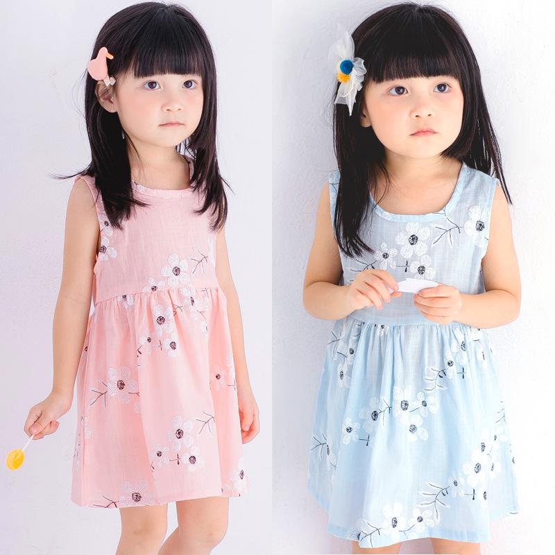 Baby Girls Summer Dress Sleeveless Hollow Back Pleated Skirt T-Shirt Dress 0-24 Months Breathable Photoshoot & Party Outfit