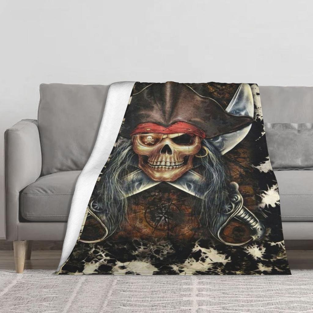 Piraten Totenkopf Aufdruck Decke Flanelldecke Leicht Weich Bequem Sofa Bettdecke Decke