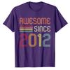Awesome Since 2012 11th Birthday Retro TShirt 11 Years Old Sayings Graphic Tee Tops Short Sleeve BornIn2012 Clothes Gifts