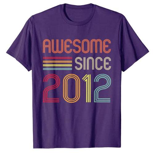 Awesome Since 2012 11th Birthday Retro TShirt 11 Years Old Sayings Graphic Tee Tops Short Sleeve BornIn2012 Clothes Gifts