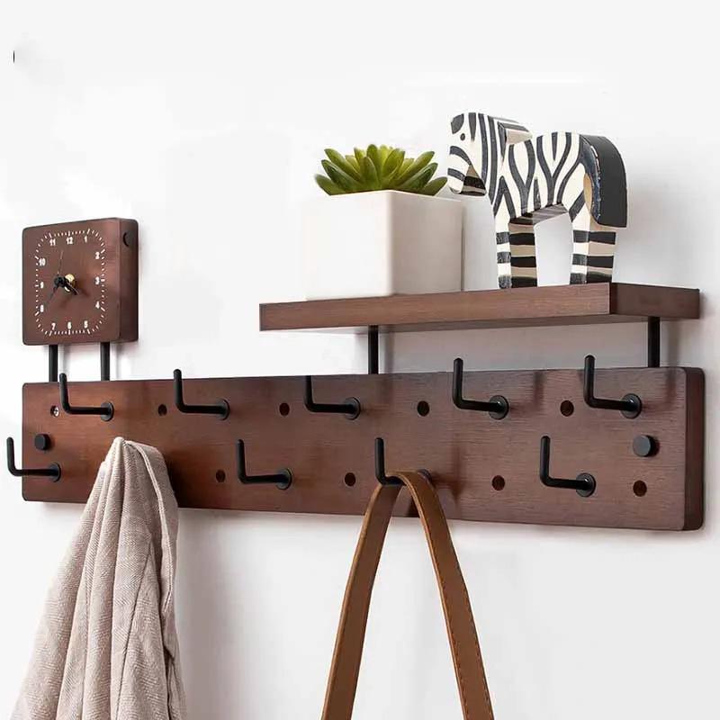 Wall Mounted Coat Racks with Storage Rack Multifunctional Clothing Organizers Hanger Hooks Portable Living Room Clothes Hangers