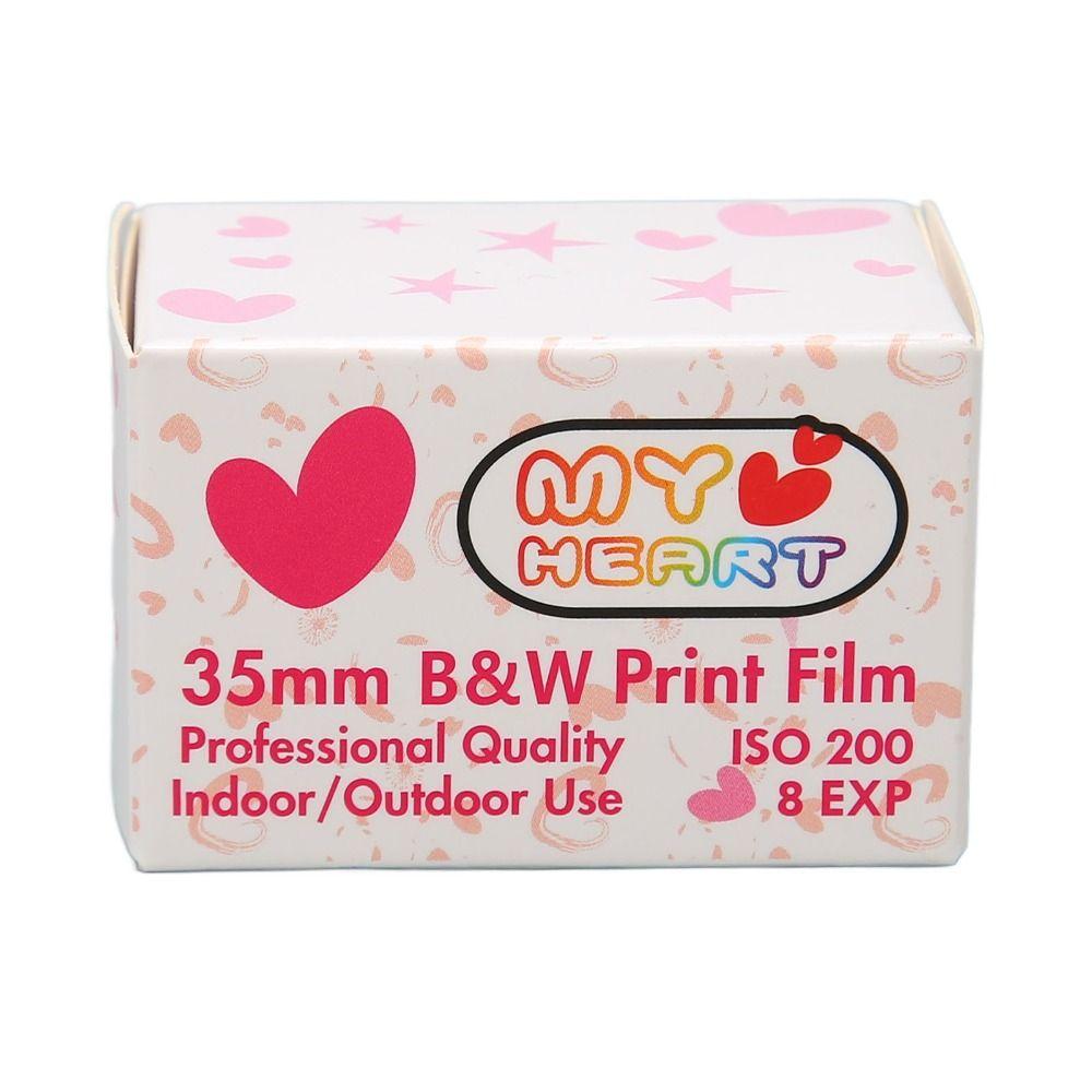 Durable Loving Heart 35mm Black And White Print Film ISO 200 HD Waterproof 35mm Print Film 8/18 EXP Camera Film for 135 Cameras