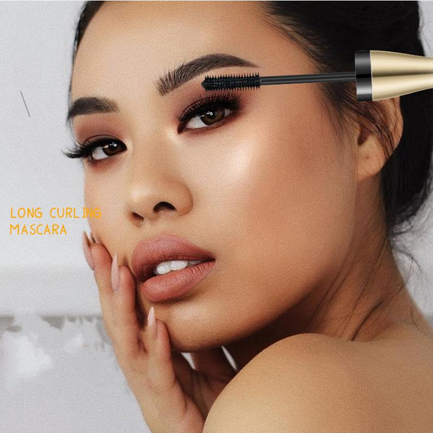 Schwarze Wimperntusche   3D Wasserdichte Wimperntusche Flüssige Faser Schwarze Wimpern Lockenbürste Lang Anhaltendes Augen-Make-up Verlängerung Wimperntuschenbürste