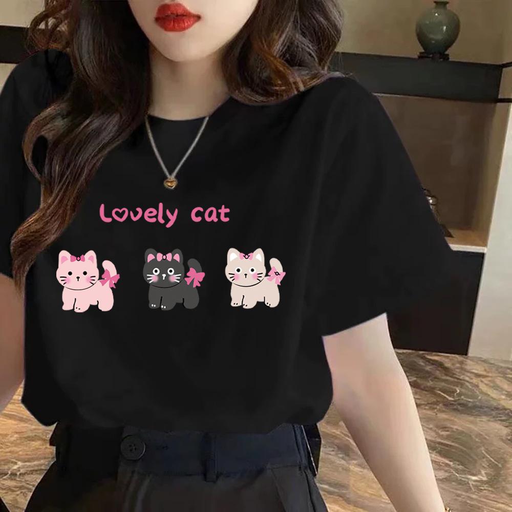 New Short-sleeved Shoulder Cotton Short-sleeved T-shirt Women's Fashion Versatile and Thin White Top Thin Summer