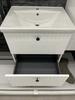 Bathroom Cabinet with Washbasin, Grooved, 60 Cm, White Gloss, Rietti Lamellas