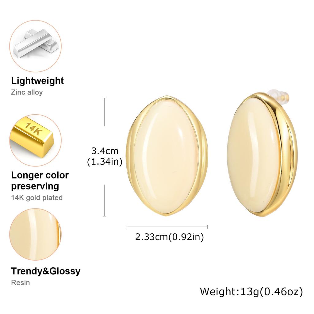Statement Geometric Resin Stud Earrings for Women, Retro Ellipse Fashion Earrings, Wedding Bride Party Jewelry Gift
