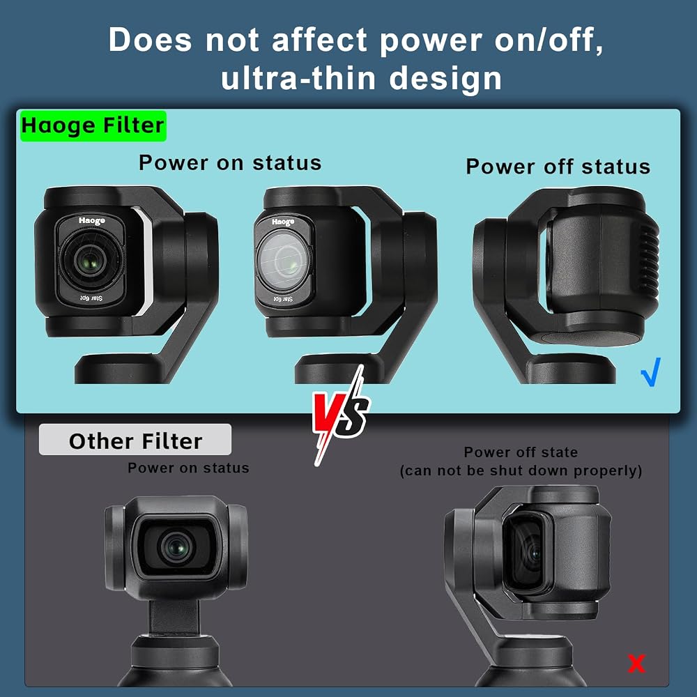 Haoge DJI Osmo Pocket 3 için Manyetik Filtre Seti, 1/4 Siyah Difüz, Işık Darbesi Azaltma Filtresi, Değişken ND 2-32, LCD Ekran Koruyucu ve içerir