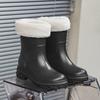 Women's Mid-Calf Rain Boots Winter Rubber Rain Boots Cotton-Padded Warm-Keeping Waterproof Women's Non-Slip Wear-resistant Shoes