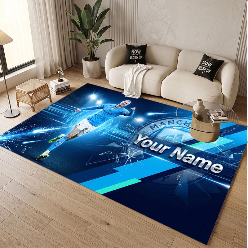 Custom Rug Erling Haaland Pattern Print Name Text Soft Non‑Slip Floor Carpet for Home Indoor Decoration