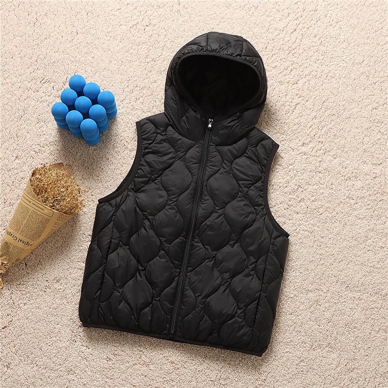 Herbst und Winter neu leichte und dünne Kapuzen-Freizeit-Kurzreißverschluss-Daunenweste Weste Weste Rückenteil Innenweste zum Warmhalten