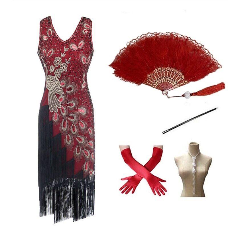 1920S Sequined Cocktail Dress, Retro Sequined Tassel Dress, Prom Party Evening Dress