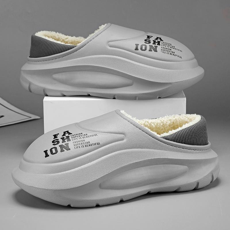 Fashion Winter Men Women Warm Slippers Outdoor Cotton Slippers Indoor Home Non-Slip Shoes Men's Bedroom Warm Plush Slippers 36-45