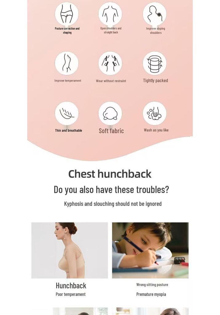 Posture Correcting Bra with Side Support and Chest Lift