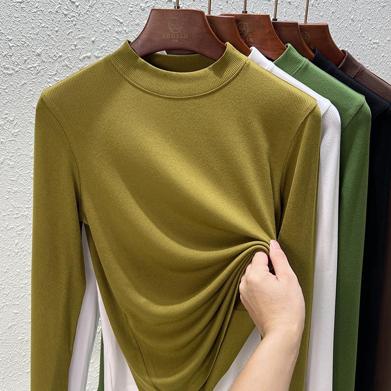 Modal long-sleeved women's thin inner with medium-neck bottoming shirt, new summer shirt