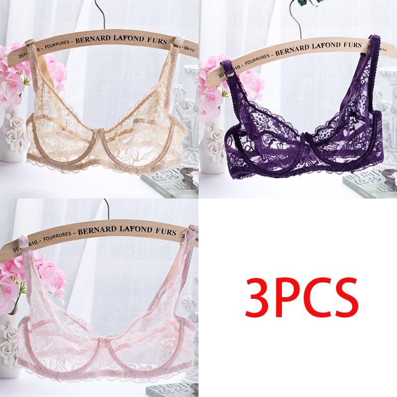 Europe and The United States Thin Single-layer Sexy Bra Full Lace Steel Ring Cottonless Bra Adjustable Big Yards Bra