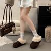 Thick-soled fluffy bag head slippers for women to wear 2025 new winter fur integrated snow boots piled cotton slippers