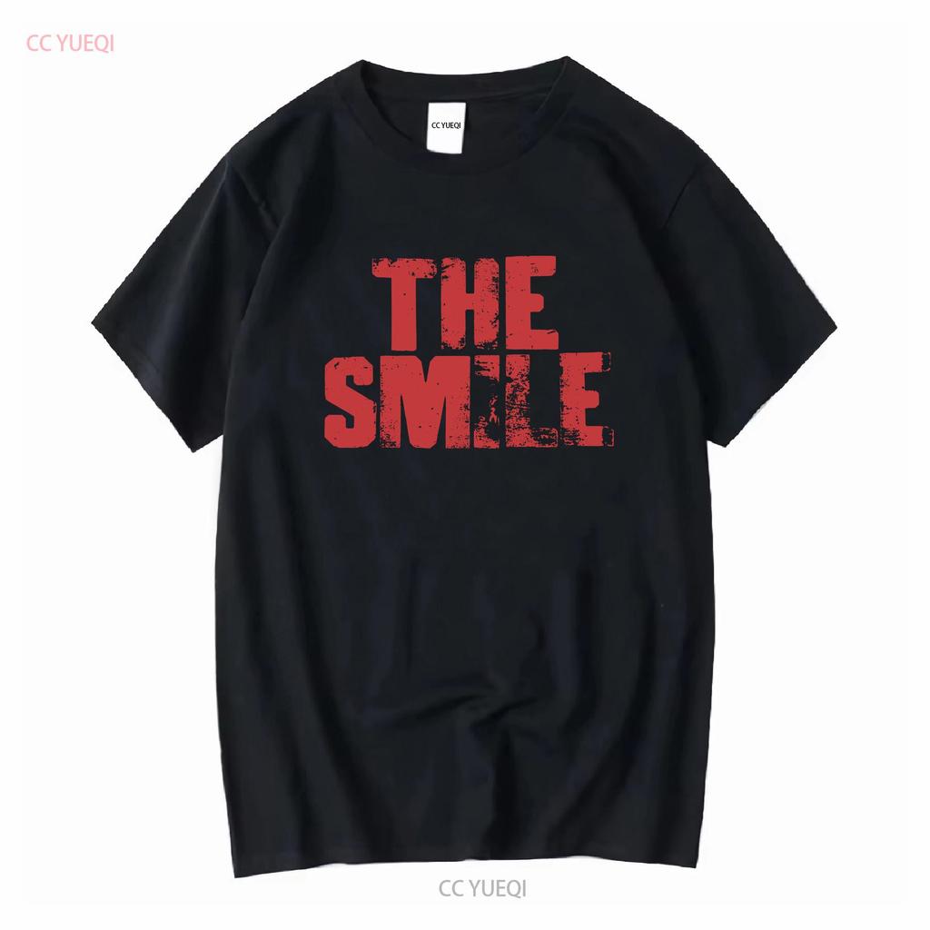 The Smile band Thom Yorke logo Radiohead screen printed T shirt vintage Washed fashion Casual Unisex Stylish Versatile homme