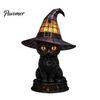 Spooky Home Decor Light Halloween Witch Cat Night Light, Resin Table Lamp with Warm Cozy Fall Glow, Gothic for Bedroom Shelf, Gift Mantelpiece