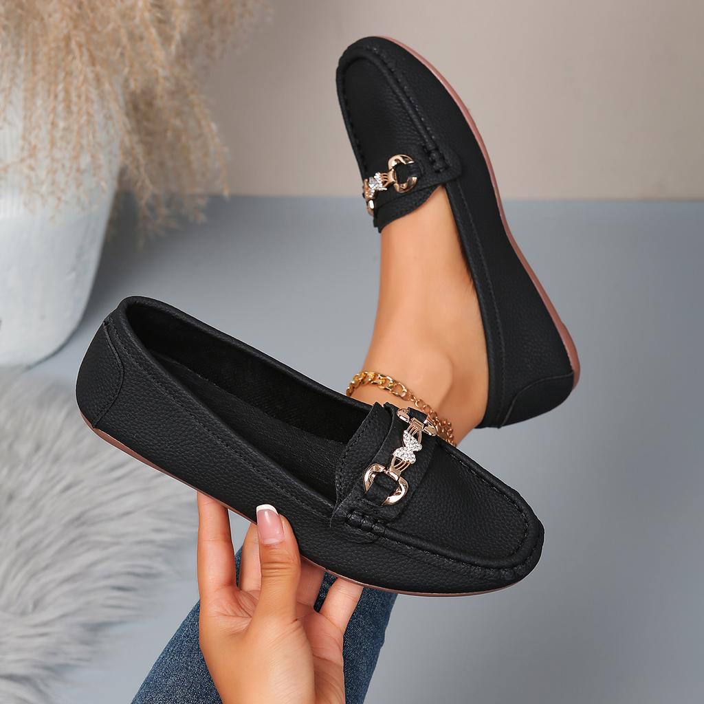 Fashion Women's Casual Coat Metal Chain Decorative Flat Shoes 2025 Spring and Autumn New Fashion Comfortable Low-cut Shoes Zapatos Mujer