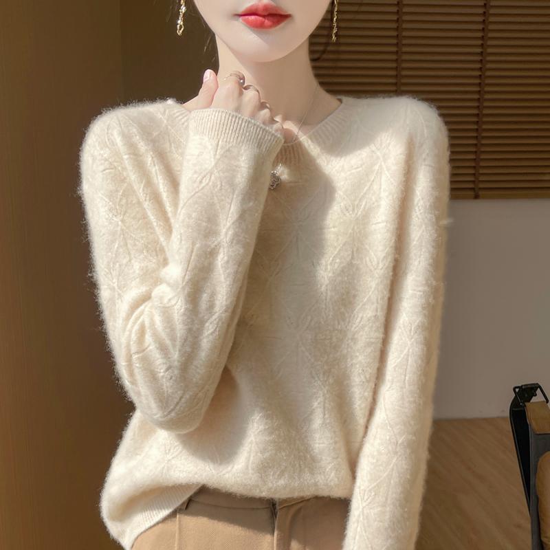 Women's Cashmere Sweater Qinghe Cashmere 30% Cashmere 70% Wool Autumn and Winter Pullover Warm and Fashionable