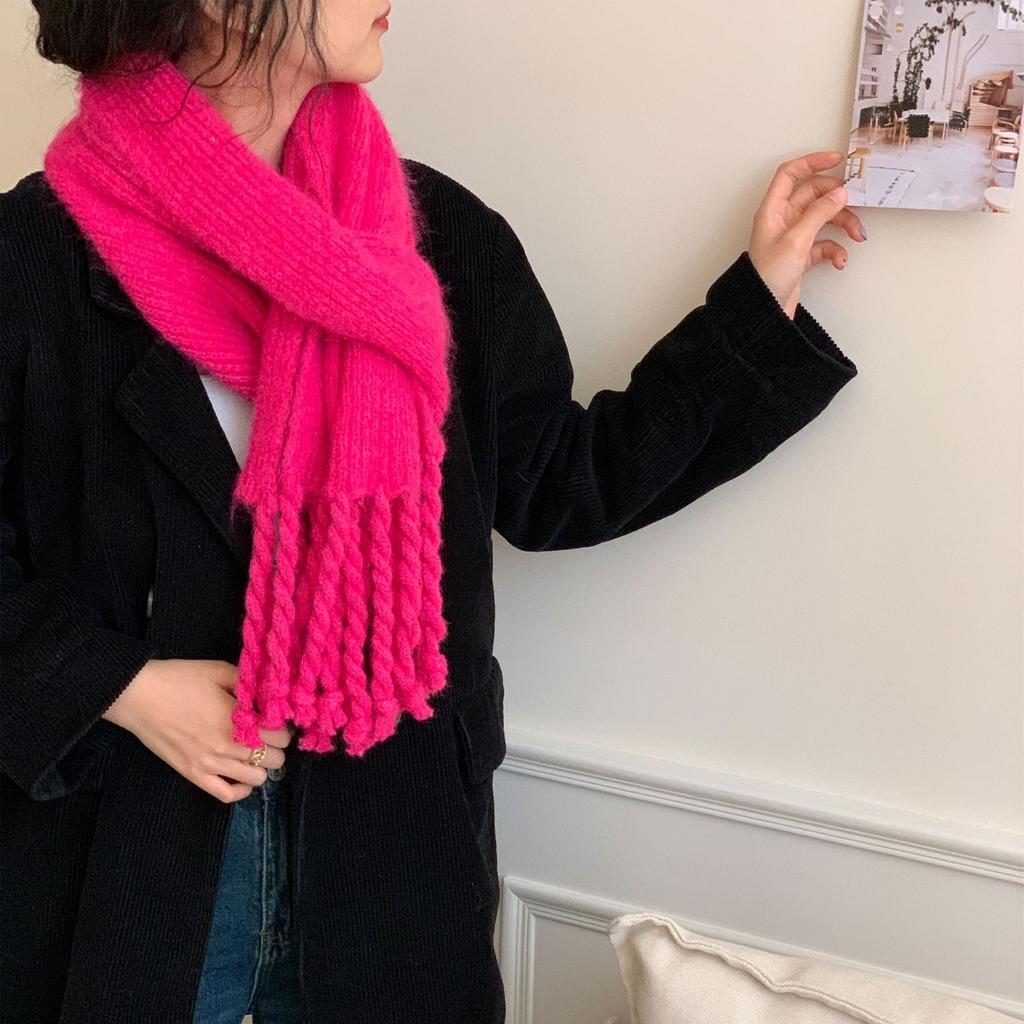 New candy color wool scarf women's winter versatile warm imitation cashmere shawl student couple scarf thick