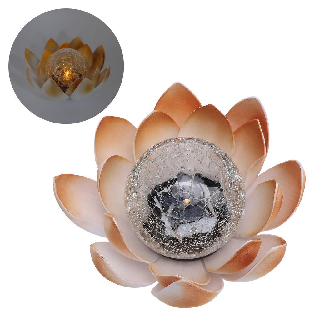 Solar Powered Amber Yard Light Cracked Glass Decorative Lamp Flower Garden Lamp For Outdoor