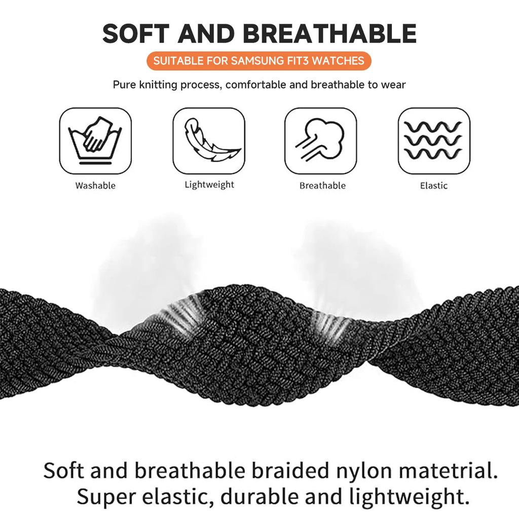 Bands for Galaxy Fit 3 Strap Accessories Sport Nylon Braided Adjustable Replacement Correa Bracelet for Samsung Galaxy Fit3 Band