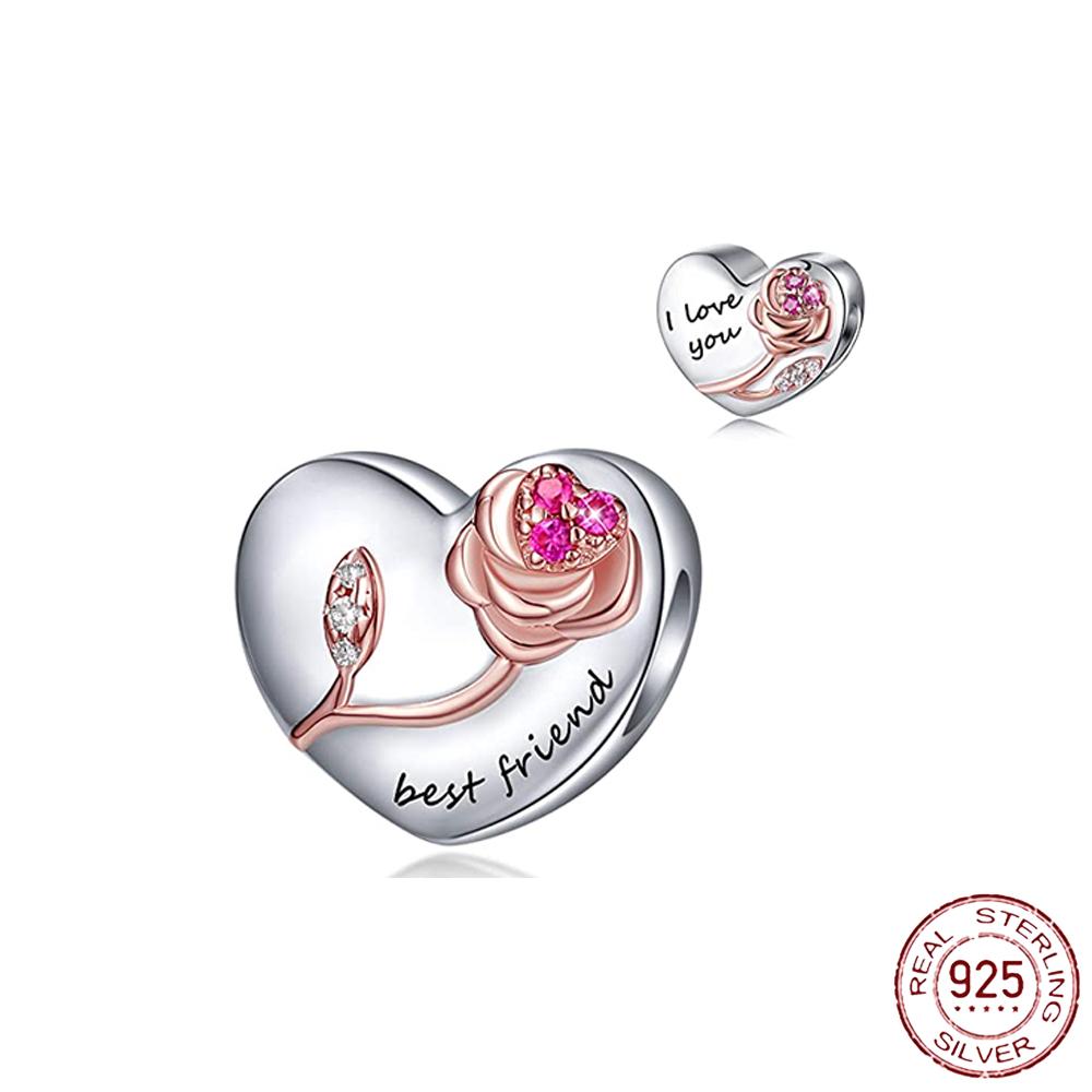 New 925 Sterling Silver Birthstone Heart Pendant Letter Series Bead Fit Original Fashion Charms Bracelet Women Jewelry Diy Gift