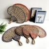 Vintage Hand-woven Straw Fan Colorful Hand Braided Fan Decorative Handmade Fan  Home Decoration