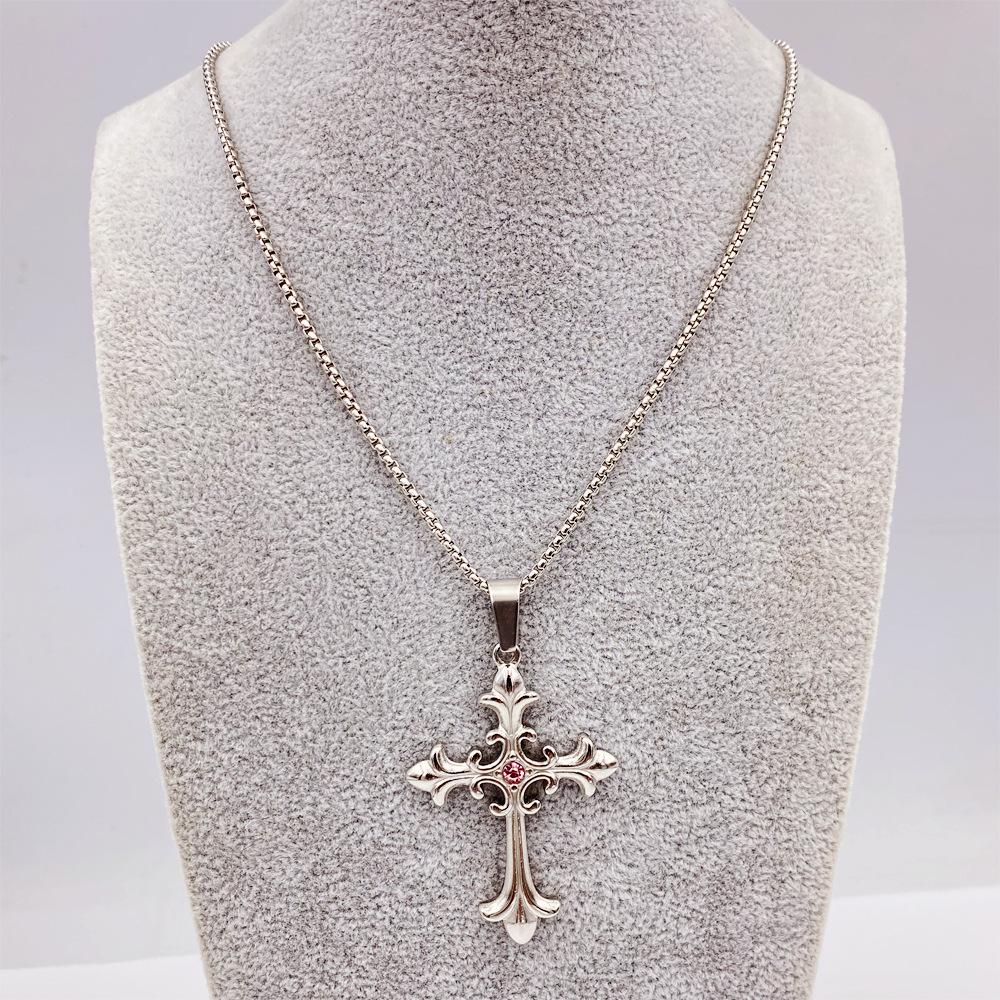 Men's Cross Pendant Necklace Titanium Steel Women's Necklace Cross Hip Hop Titanium Jewelry
