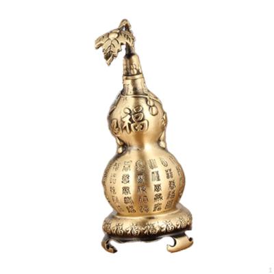 Gourd Prosperity Sculpture Brass Statue Fu Character Collectible Decorative Figurine Desktop