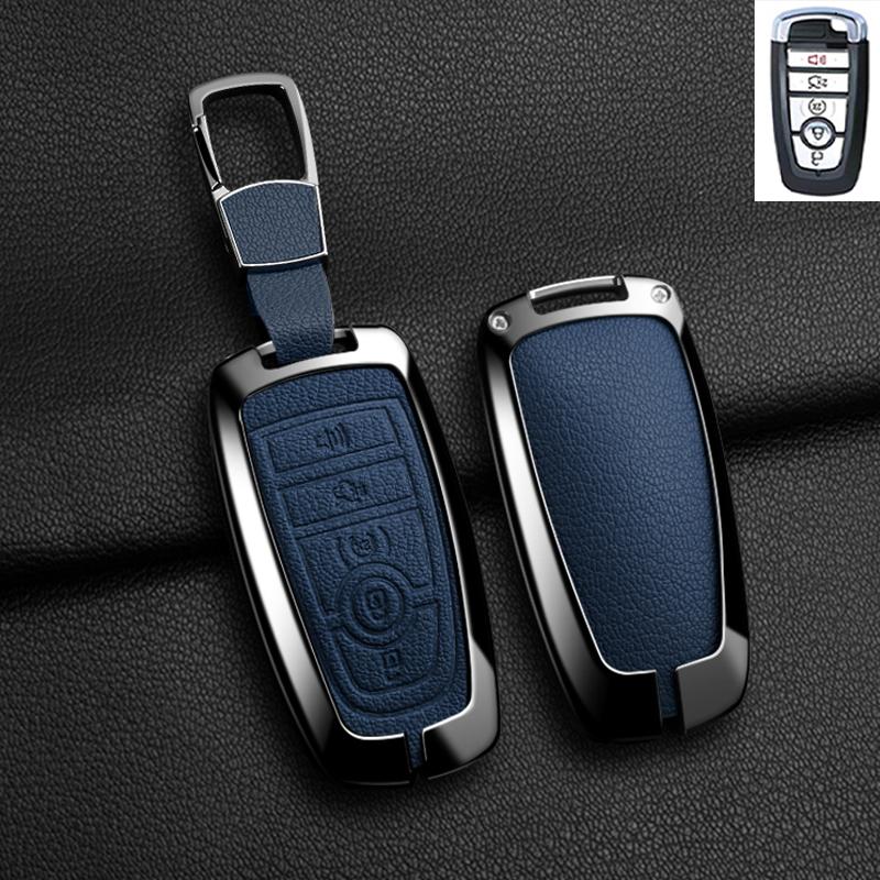 Zinc Alloy Leather For Lincoln Corsair Nautilus Aviator Navigator Continental Car Key Case Shell Keychain Keyring Car Key Cover