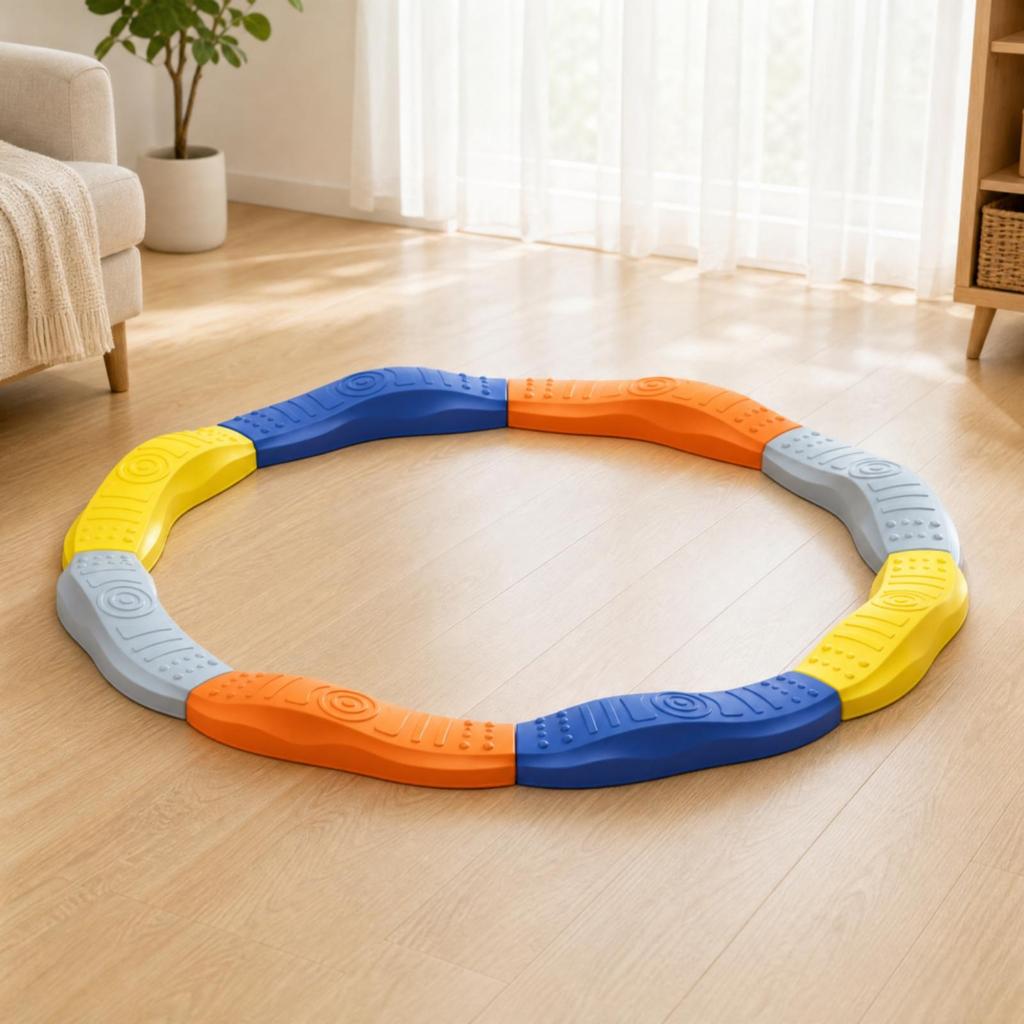 8 Pieces Curved Balance Board with Textured Textures Wobble Rocker Toy