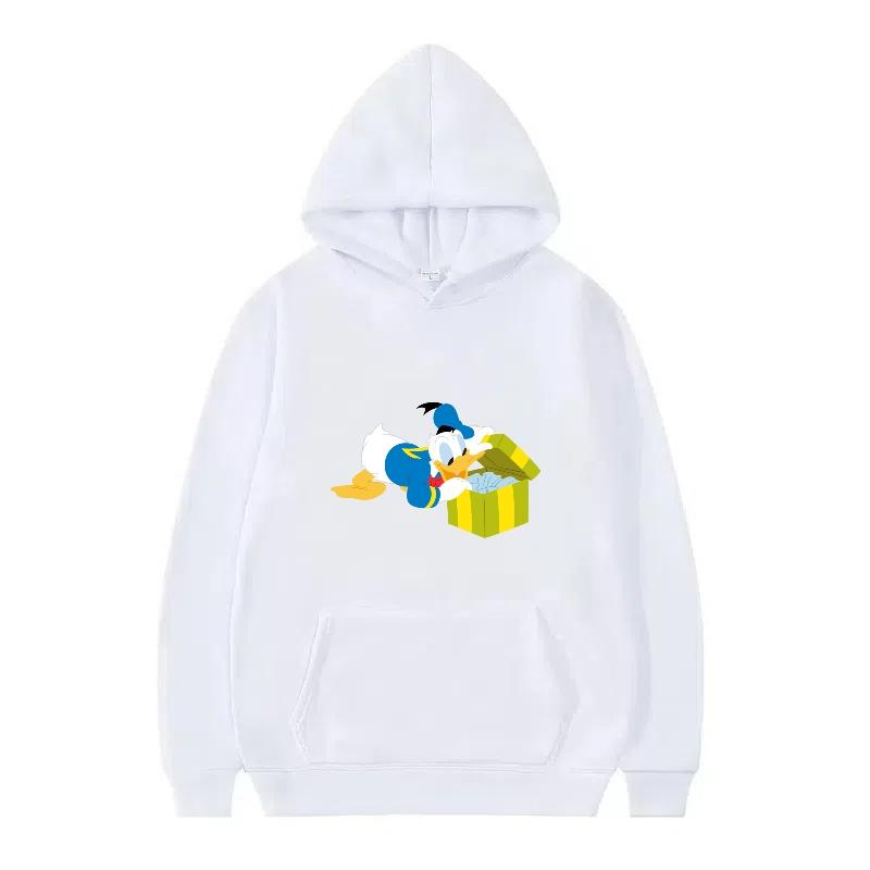 Disney Donald Duck Muster Damen Fleece Sportlich Locker Grau Herbst Oberteile Kleidung Pullover Damen Günstig Y2k Hoodies Herren Sweatshirts