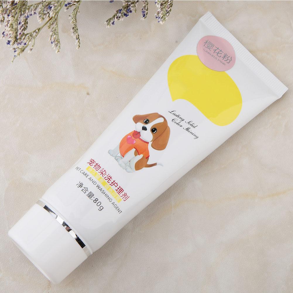 80g Pet Dog Hair Color Dye Coloring Dyeing Harmless Natural Dyeing Agent Safe(Pink)