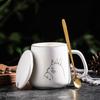 400ml New Product European Style Light Luxury Gold-painted Ceramic Coffee Mug with Lid Spoon Water Cup Cartoon Totoro Mug