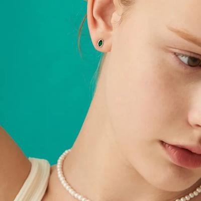 S925post Mermaid Green Earrings