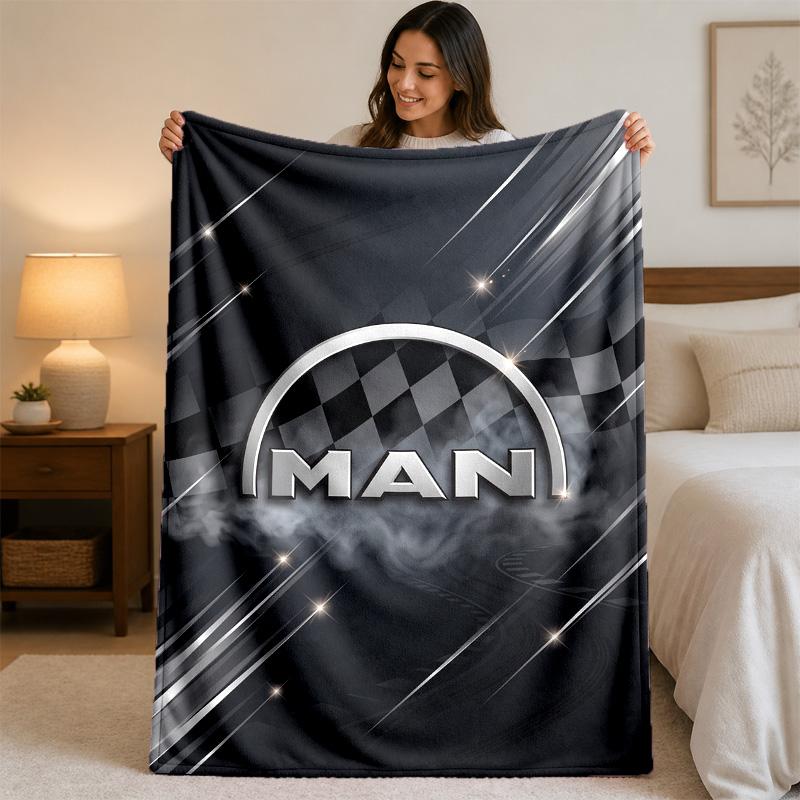 man truck Print Flannel Blanket Cozy Lightweight Plush Throw Blanket For Bed Sofa Household Use