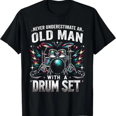 M125 Never Underestimate An Old Man With A Drum Set T-Shirt (2)